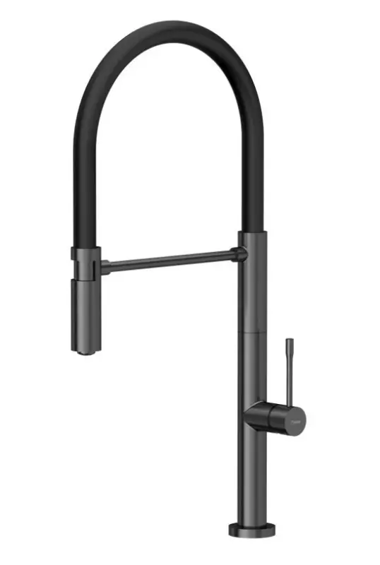 Quadri Brighton kuhinjska pipa gun metal s črno fleksibilno cevjo 1208956104