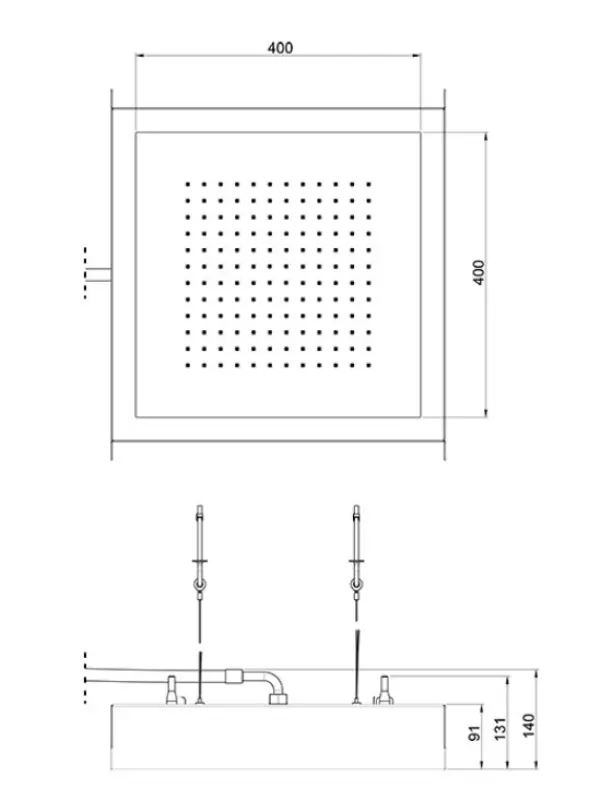 SB Rainbow deževna tuš glava za vgradnjo v strop z kromoterapijo, popolnoma iz nerjavečega jekla, 1208956230