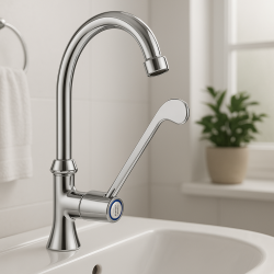 PB Clinic invalidska fontanska pipa za hladno vodo z dolgo ročico, kromirana, visok model 1208956277