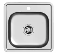 Aquadesign Basic kvadratno nerjaveče jeklo pomivalno korito 48x48cm nadgradnja z odprtino za pipo 1208956284