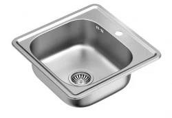 Aquadesign Basic kvadratno nerjaveče jeklo pomivalno korito 48x48cm nadgradnja z odprtino za pipo 1208956284