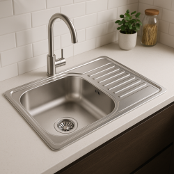 Aquadesign Basic RVS pomivalno korito z odcejalnikom, obojestransko uporabno, 66x42 cm, vgradno, 1208956285