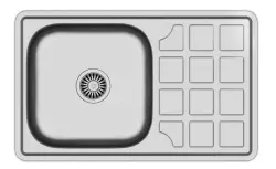 Aquadesign Basic RVS pomivalno korito z odcejalnikom, obojestransko, 74x48 cm, vgradno, 1208956286