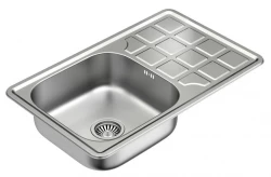 Aquadesign Basic RVS pomivalno korito z odcejalnikom, obojestransko, 74x48 cm, vgradno, 1208956286