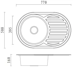 Aquadesign Basic nerjaveče jeklo pomivalno korito z odcejalnikom, reverzibilno, 77x50 cm, nadgradnja 1208956287