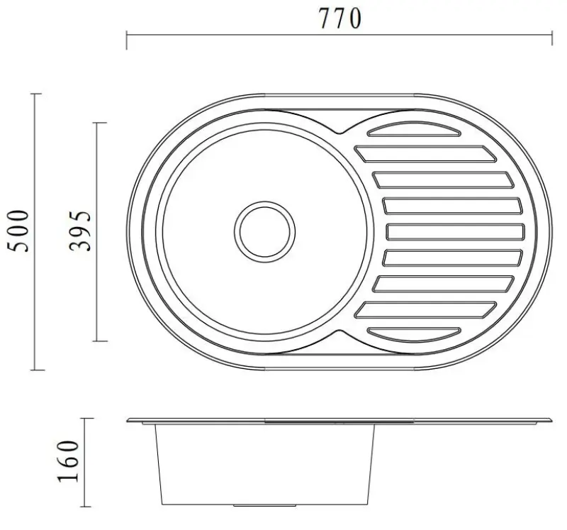 Aquadesign Basic nerjaveče jeklo pomivalno korito z odcejalnikom, reverzibilno, 77x50 cm, nadgradnja 1208956287