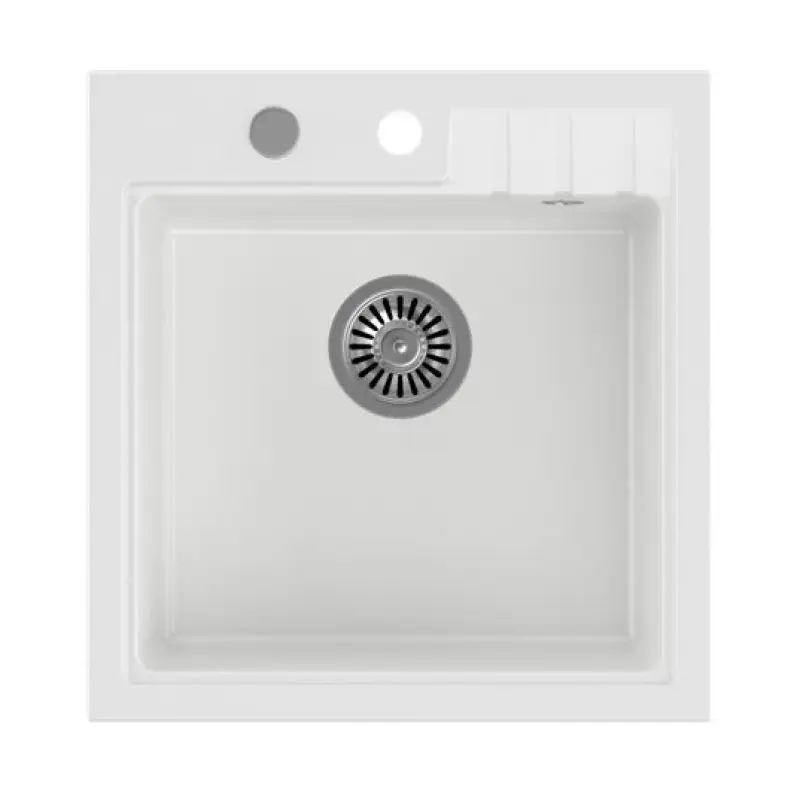 Quadri Cardigan bela granitna vgradna pomivalno korito 50x52 cm s polico za pipo 1208956306