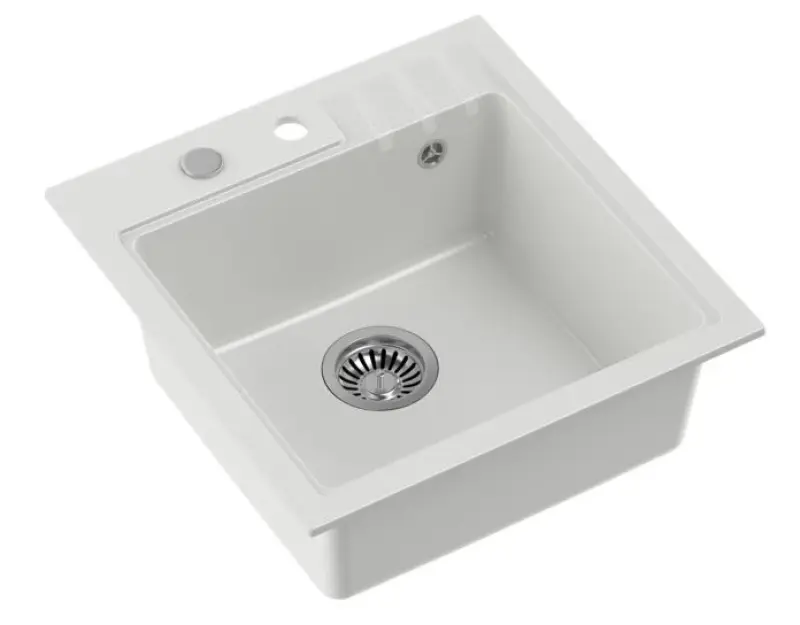 Quadri Cardigan bela granitna vgradna pomivalno korito 50x52 cm s polico za pipo 1208956306