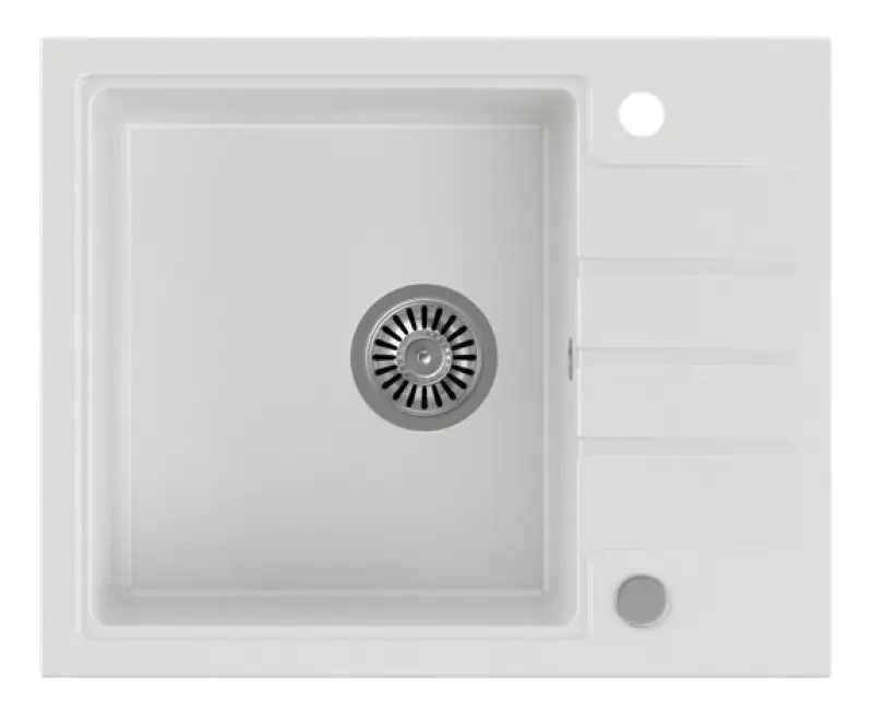 Quadri Cardigan bela granitna vgradna pomivalno korito z odcejalno površino, obojestransko uporabno, 62x50 cm, 1208956308