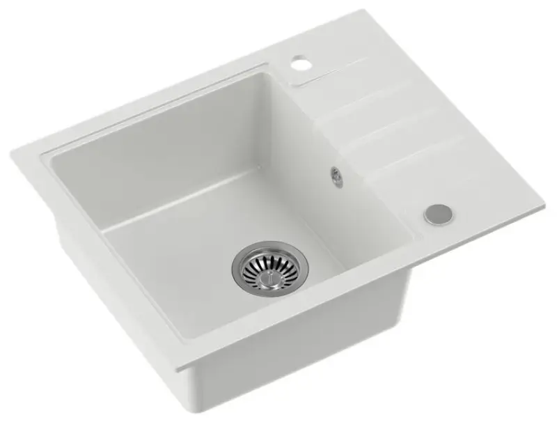 Quadri Cardigan bela granitna vgradna pomivalno korito z odcejalno površino, obojestransko uporabno, 62x50 cm, 1208956308