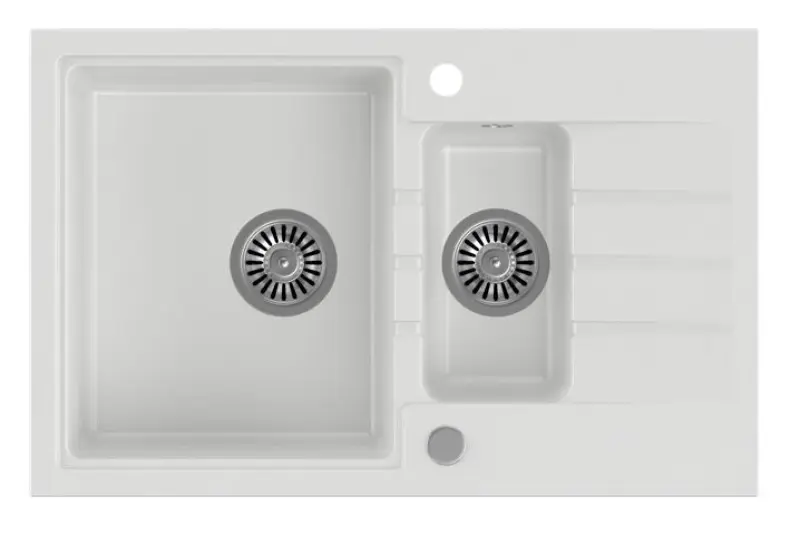 Quadri Cardigan bela granitna vgradna pomivalno korito z odcejalnikom, reverzibilna, 78x50 cm, 1208956312