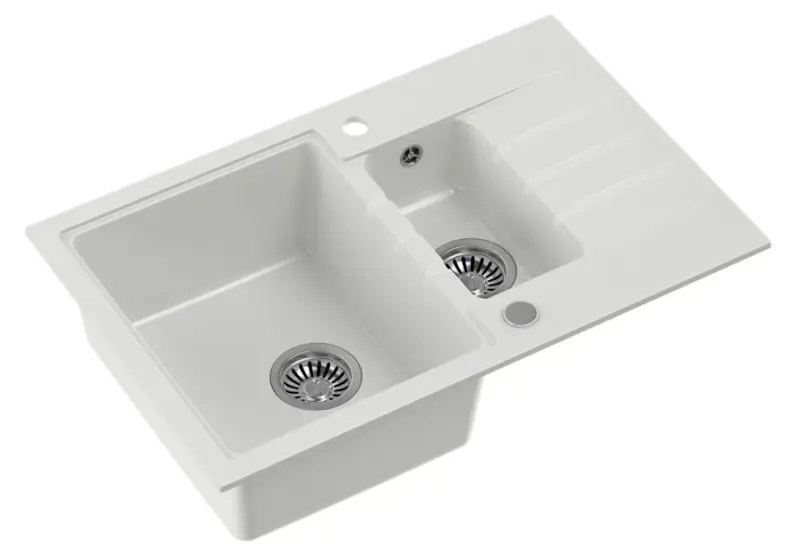 Quadri Cardigan bela granitna vgradna pomivalno korito z odcejalnikom, reverzibilna, 78x50 cm, 1208956312