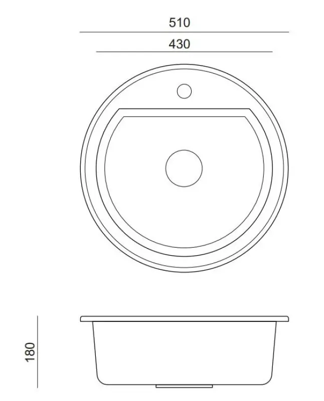 Quadri Norwich granit antracit okroglo pomivalno korito 51 cm, nadgradnja 1208956316