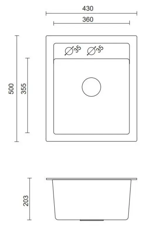 Quadri London granit peščeno bež pomivalno korito 43x50 cm z odprtino za pipo 1208956319