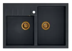 Quadri Minister Dvojno Korito za pomivalno korito antracit podeželski model 90x62cm s kovinskimi čepi 1208956324