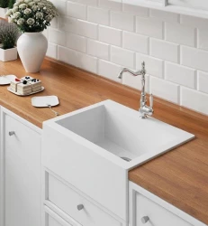 Aquadesign Farmhouse vgradno ali nadgradno granitno pomivalno korito belo 58x49cm 1208956331