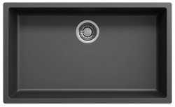 Zwarte grote spoelbak 70x40cm onderbouw, opbouw en vlakbouw met RVS plug 1208956400