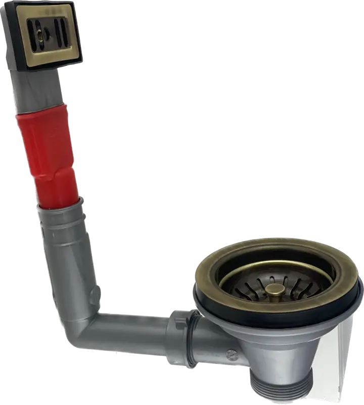 PB klasični bronasti odtočni set s prelivom za kuhinjsko korito z bronasto košarico in zapiralnim ventilom 1208956478