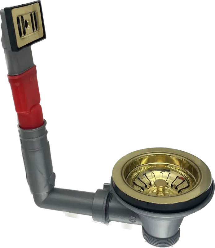 PB klasični medenina naravni (patiniran) odtočni set s prelivom za kuhinjsko korito in košarico, ki se lahko zapre 1208956479