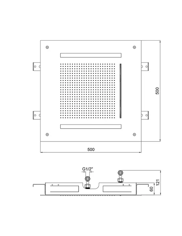SB Square 316 Vgradna Deževna Prha Velvet Temptation z LED kromoterapijo in slapom mat črna 1208956742