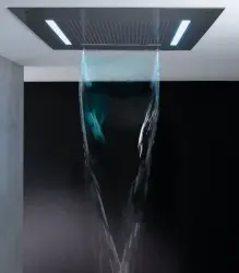 SB Square 316 Vgrajena Dežna Prha Velvet Temptation z LED kromoterapijo in vodnim curkom, brušena PVD pištolska kovina 1208956746