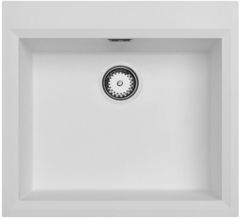 Bela nadgradna pomivalna korita 58x53cm z luknjico za pipo z inox čepom 1208956763