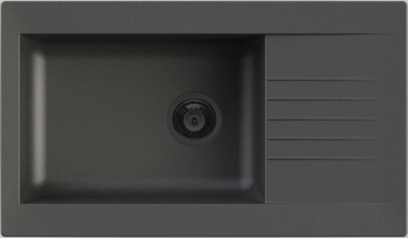 Ausmann Fibre veliko črno plastično pomivalno korito, obrnljivo z odcejevalnikom 86x50 cm, s črnim zamaškom 1208956781