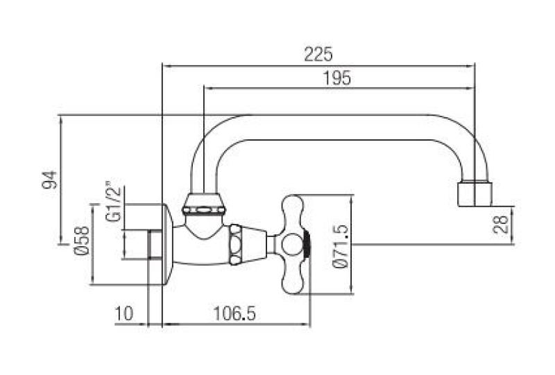 PB klasična stenska fontanska pipa z zvezdastim ročajem za hladno vodo in vrtljivim izlivom bron 1208956897