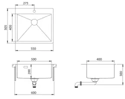 Ausmann Turt bakreno pomivalno korito PVD Copper 55x51 mm z luknjo za pipo, podgradnja, ravna vgradnja in nadgradnja 1208956939