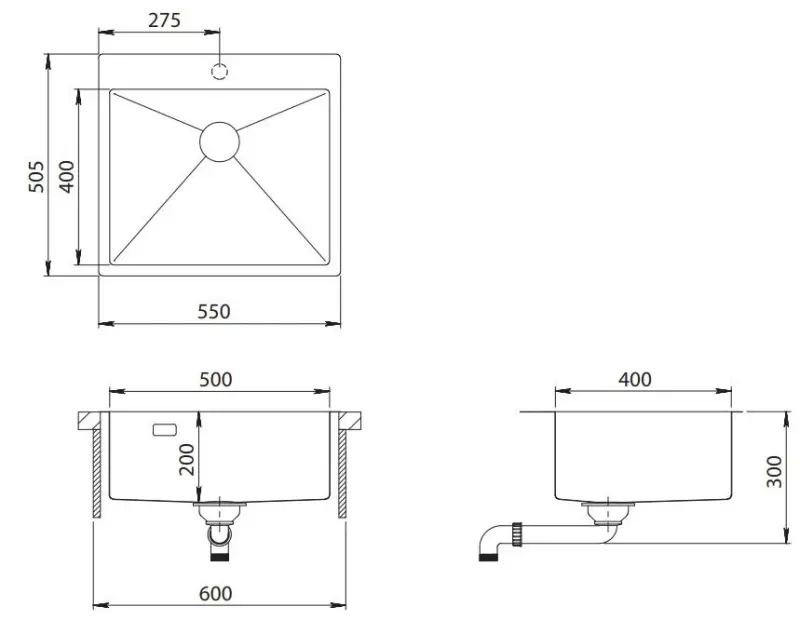 Ausmann Turt bakreno pomivalno korito PVD Copper 55x51 mm z luknjo za pipo, podgradnja, ravna vgradnja in nadgradnja 1208956939