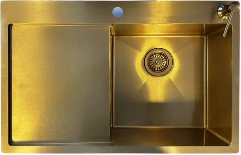 Ausmann Turt zlato pomivalno korito z odcejalno površino na levi strani 780x500mm nadgradnja in ravna montaža 1208956942