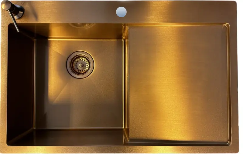 Ausmann Turt bakreni umivalnik z desnim odcejevalnikom 780x500mm za vgradnjo in ravno vgradnjo 1208956943