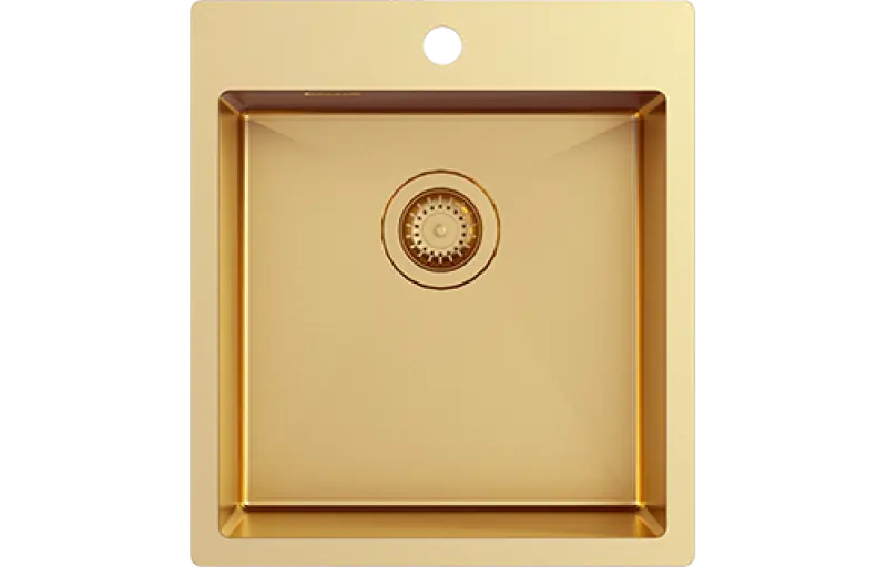 Ausmann Turt zlat pomivalno korito 450x505mm s pipo, za vgradnjo pod pult, poravnano z delovno površino ali nad pultom, 1208956958
