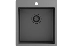 Ausmann Turt gun metal pomivalno korito 450x505mm s odprtino za pipo, vgrajeno spodaj, vgrajeno na ravni površini in vgrajeno na vrhu 1208956960