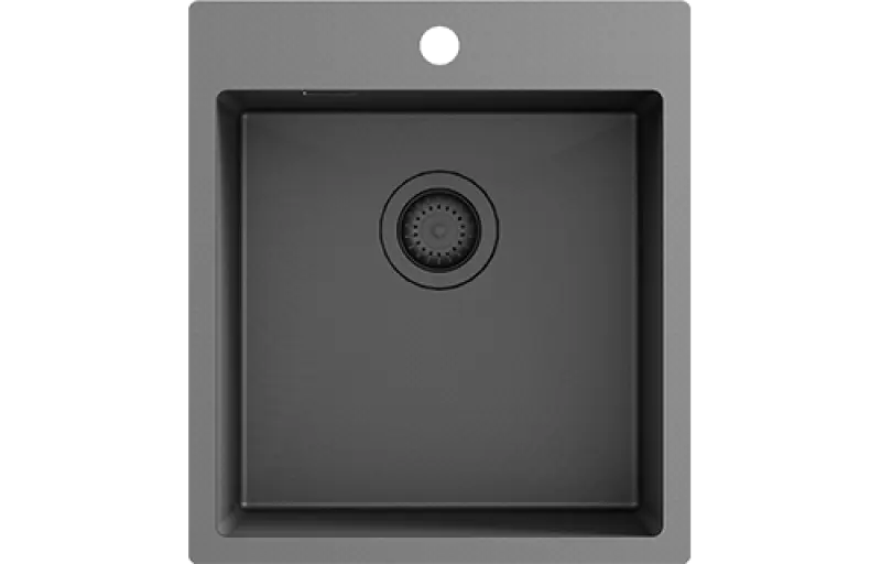Ausmann Turt gun metal pomivalno korito 450x505mm s odprtino za pipo, vgrajeno spodaj, vgrajeno na ravni površini in vgrajeno na vrhu 1208956960