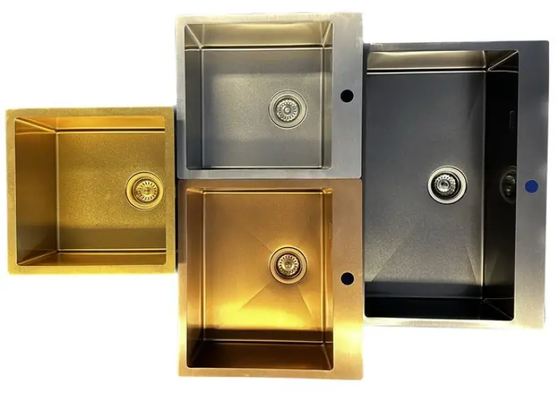 Ausmann Turt gun metal pomivalno korito 450x505mm s odprtino za pipo, vgrajeno spodaj, vgrajeno na ravni površini in vgrajeno na vrhu 1208956960