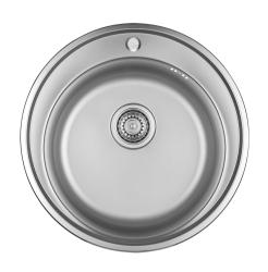 Ausmann Basic inox nadgradni okrogli umivalnik s odprtino za pipo 51 cm, vključno s sifonom 1208956976