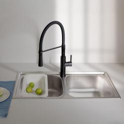 Ausmann Basic dubbele roestvrijstalen inbouw spoelbak 78x43 cm inclusief sifon 1208956995