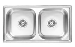 Ausmann Basic dubbele roestvrijstalen inbouw spoelbak 78x43 cm inclusief sifon 1208956995