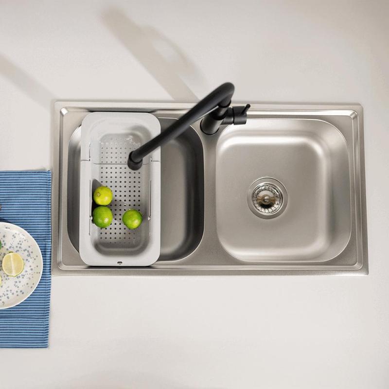 Ausmann Basic dubbele roestvrijstalen inbouw spoelbak 78x43 cm inclusief sifon 1208956995