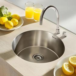Ausmann Basic ronde roestvrijstalen spoelbak opbouw 43 cm inclusief sifon 1208956999