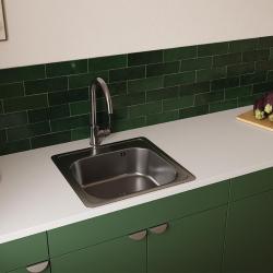 Ausmann Basic roestvrijstalen inbouw spoelbak 48x48 cm met kraangatbank inclusief sifon 1208957000