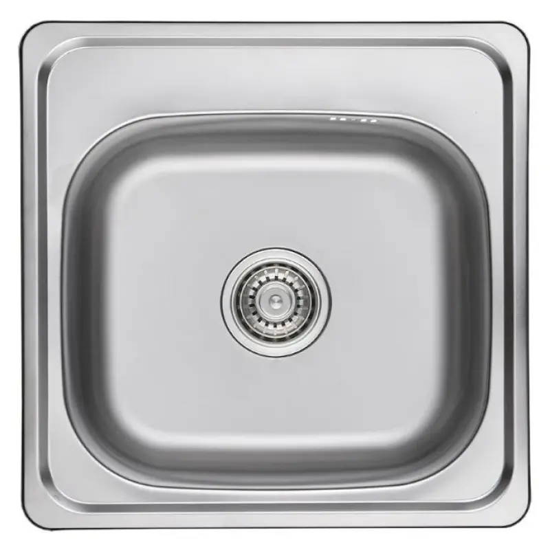 Ausmann Basic roestvrijstalen inbouw spoelbak 48x48 cm met kraangatbank inclusief sifon 1208957000