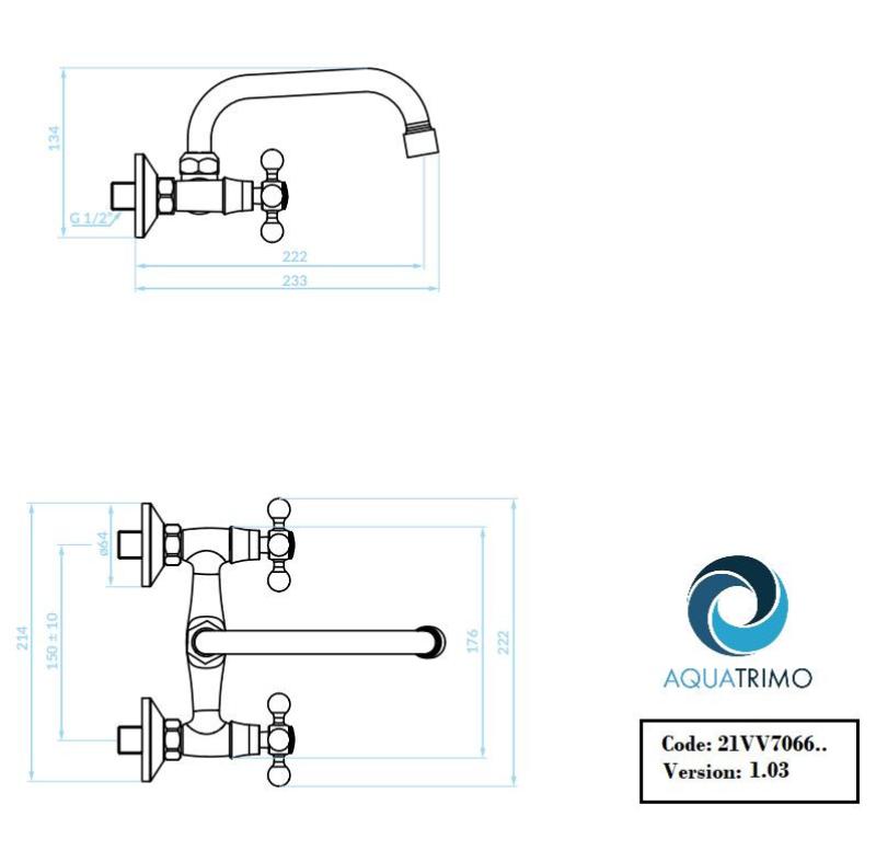 AquaTrimo Vivaldi klasična kuhinjska stenska pipa z zgornjim izlivom krom 21VV7066CM