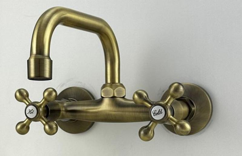 AquaTrimo Vivaldi klasična bronasta kuhinjska stenska pipa zgornji izliv 21VV7066BN