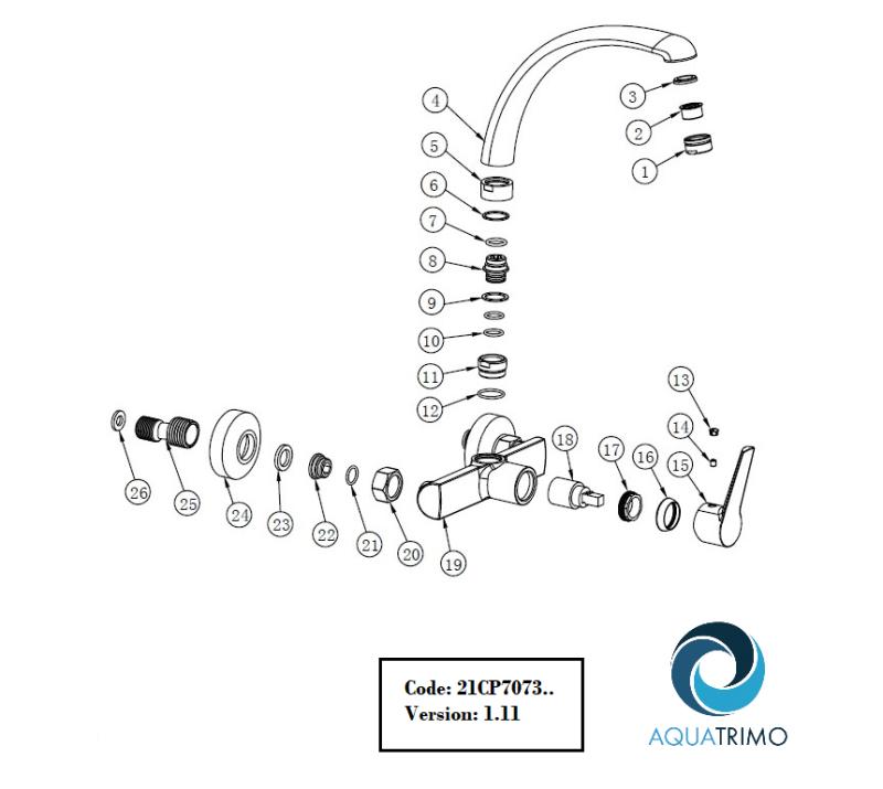 AquaTrimo Chopin kuhinjska stenska pipa z zgornjim izlivom krom 21CP7073CM
