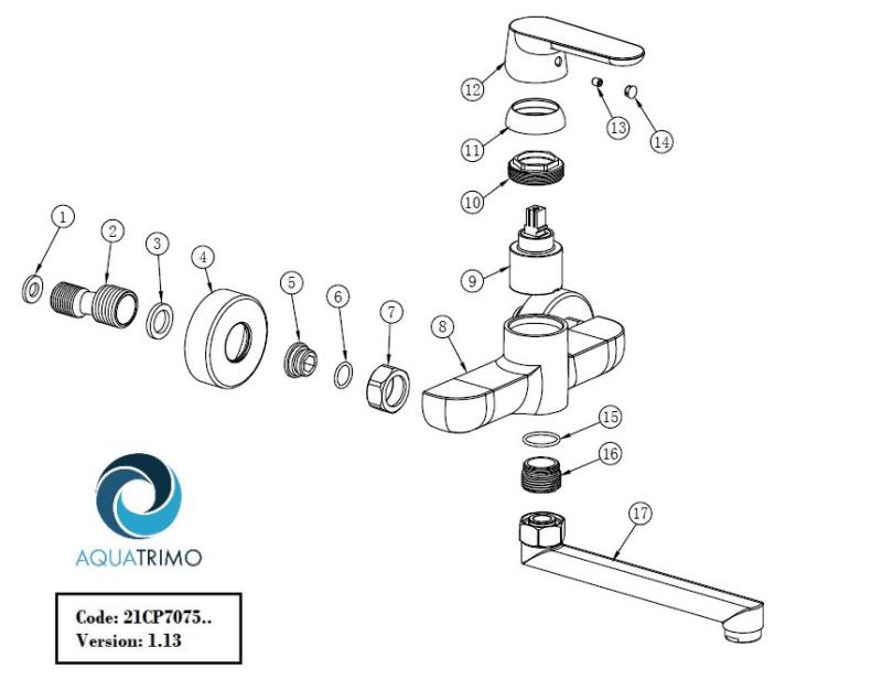 AquaTrimo Chopin črna stenska pipa s spodnjim izlivom 235 mm 21CP7075SW