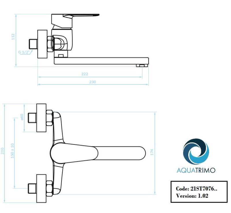AquaTrimo Schubert enoročna kuhinjska stenska pipa krom 21ST7076CM