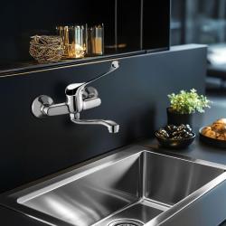 AquaTrimo kliniek keuken wandkraan met lange hendel chroom 21CC7077CM