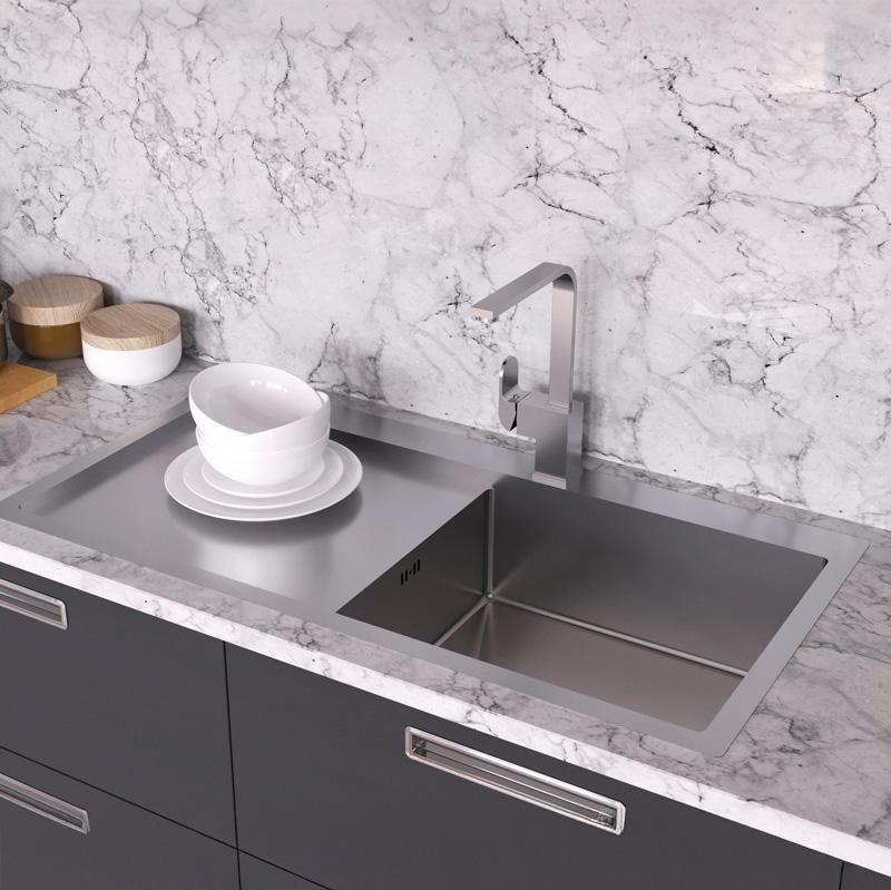 Ausmann Oder Blue grote roestvrijstalen spoelbak 100x51cm vlakbouw en opbouw met afdruipgedeelte 1208957123